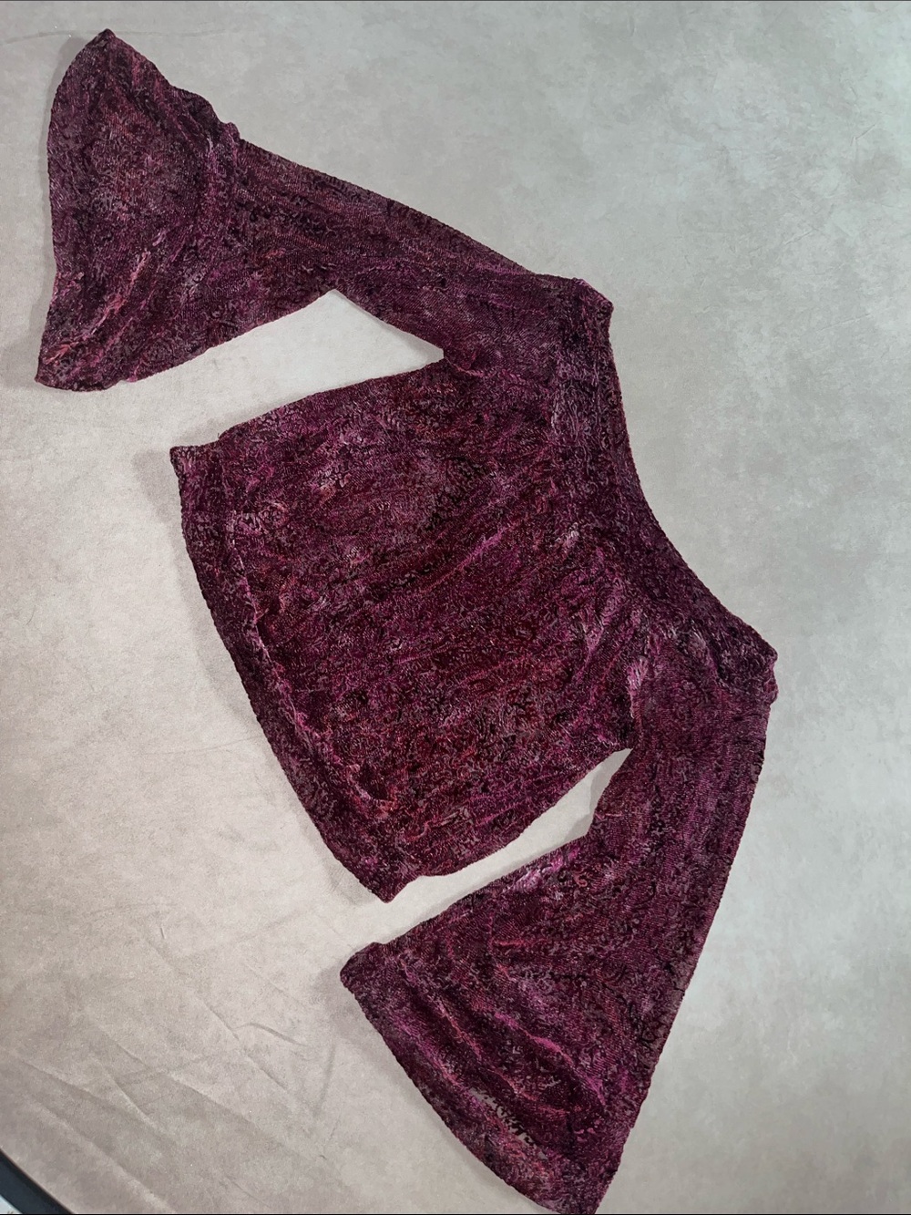 Free People Crushed Velvet Long Sleeve Top - Berry